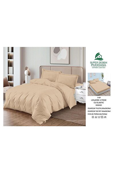 Super Design Pucioasa 4-PIECE DAMASK LINEN SET WITH ELASTIC – REFINEMENT, COM...