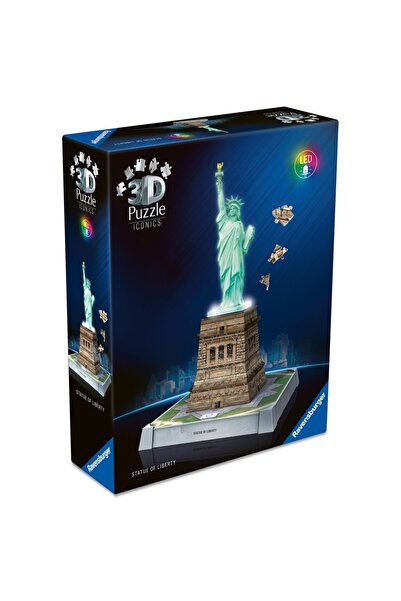 RAVENSBURGER Puzzle 3D Statuia Libertății Iconică cu LED, 108 piese, model de...