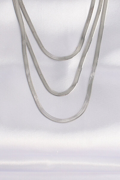 Nehir Stylish 316L Steel Italian Chain Silver Color Multiple Necklacesteacher...