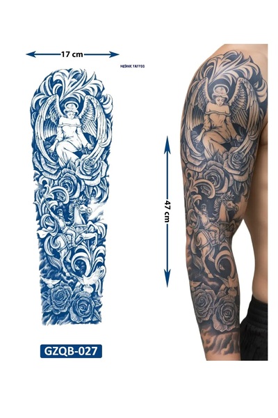 Airbrush Tattoo Melek 3 Hafta Kalıcı Tam Kol Bacak Kaplama Yapıştırma Geçici ...