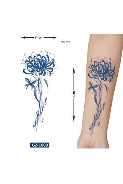 Airbrush Tattoo Zambak Kelebek 1 Ay Kalıcı Geçici Dövme Yapıştırma Dövme