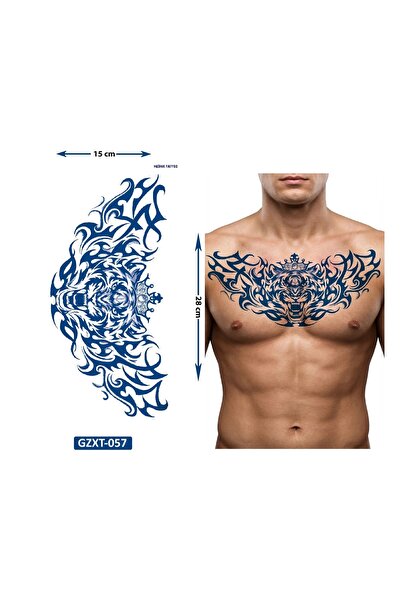 Airbrush Tattoo Taçlı Büyük Boy Bel Göğüs Sırt İçin 1 Ay Kalıcı Geçici Dövme