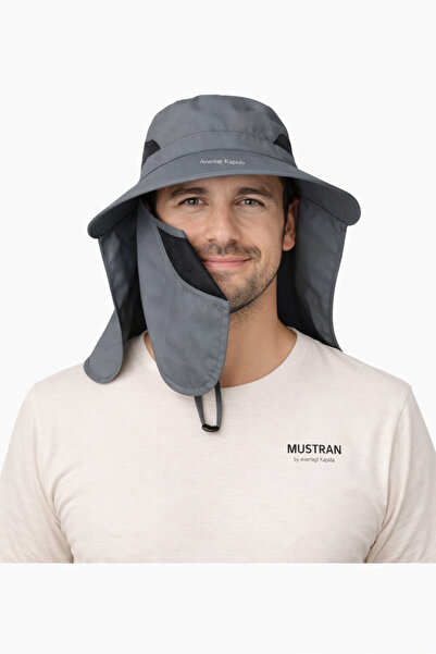 Mustran Uv Protected Detachable Mask Sun Hat Unisex Outdoor Summer Hat Gray
