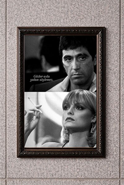 BuzzDesigns Scarface Tony Montana Film Sahnesi Poster Tablo (Çerçeve Seçenekli)