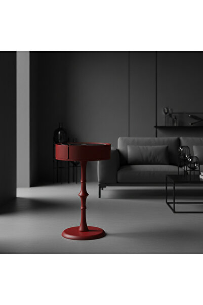 Eşyala. BT Hoparlörlü, Kablosuz Şarj Özellikli ,Akıllı Ahşap Sehpa Kırmızı (7...