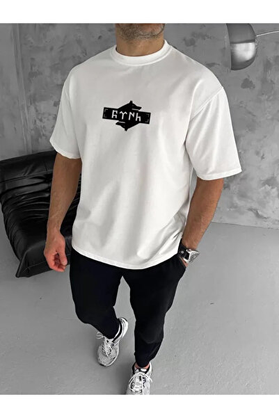 modi Unisex Casual Style White Double Sleeve Modern Design T-Shirt