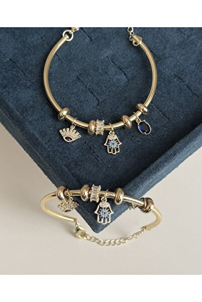 Haziran Accessories Brass Plated, Hand of Fatima, Evil Eye Model, Adjustable ...