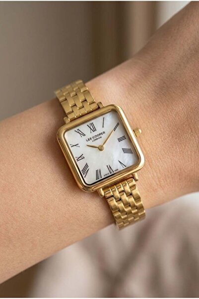 Lee Cooper Square Case Women's Wristwatch |   22mm Steel Case, Gold Steel Ban...