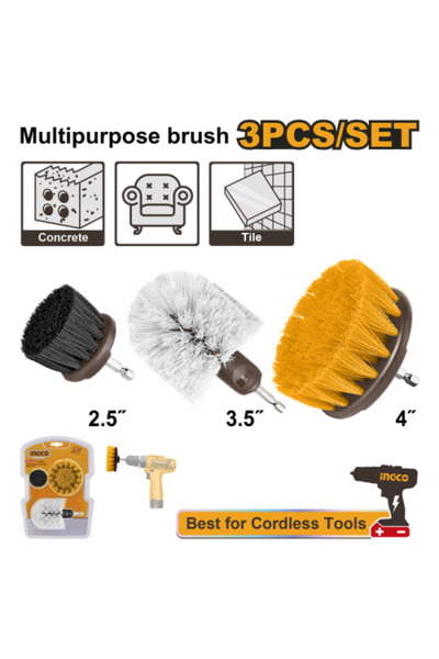 Ingco 3 Pcs Multipurpose Brush Set