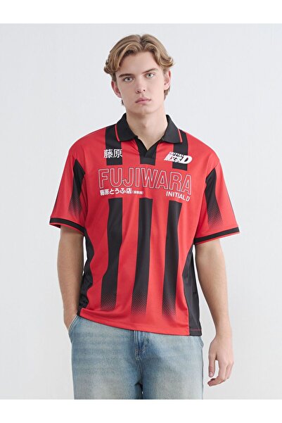 LC Waikiki Polo Collar Initial D Printed Men's T-Shirt