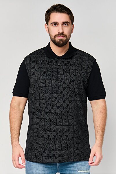 Karl Lagerfeld قميص بولو رجالي بأكمام قصيرة وقصة عادية بنقشة مونوغرام، متعدد ...