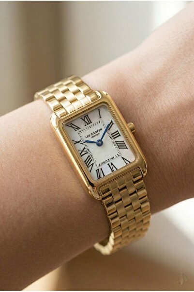 Lee Cooper Gold Rectangular Case Women's Wristwatch |   21 mm Steel Case, Gol...
