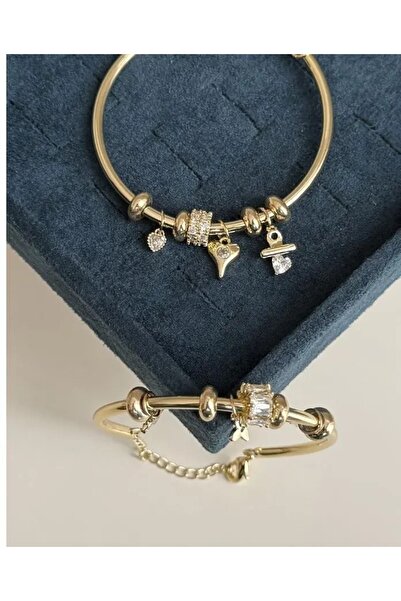 Haziran Accessories Brass Plated, Heart Stone Adjustable Women's Handcuff Bra...