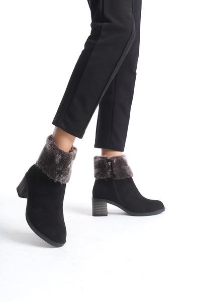 TH COLLECTİON Th Collecitonkatya Zippered Orthopedic Sole Heeled Suede Women'...