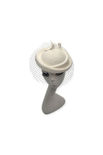 Miss Hat Ivory white wool felt bridal hat