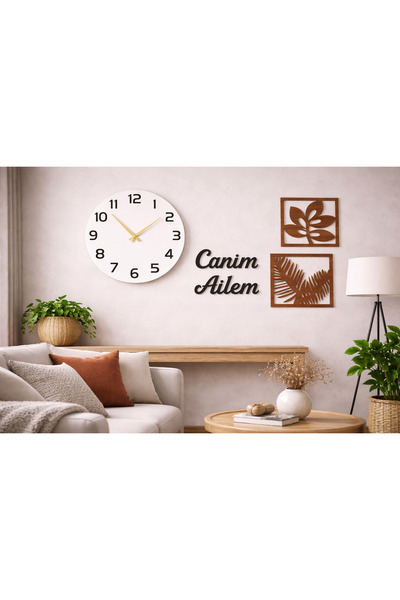 mrchediyesepeti Wall Clock 40 cm Flowers 30 cm Design Stylish Mrc Gift Basket...