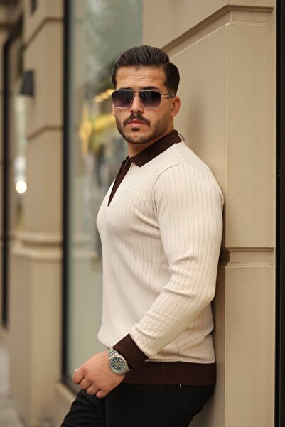 modi Men's Modern Style Long Sleeve Knitwear with Sleeve and Collar Detailing