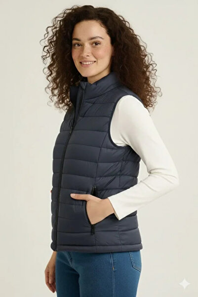 modi Women's Casual Elegance Navy Blue Inflatable Zippered Water Repellent Qu...
