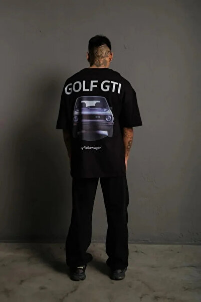 modi Printed Men's Black – Golf Gti Retro Car Pattern, Front - Back Digital P...