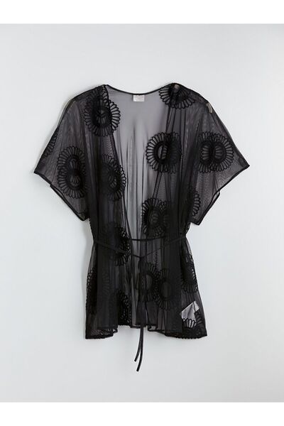 LC Waikiki Shawl Collar Lace Embroidered Women's Beach Dress