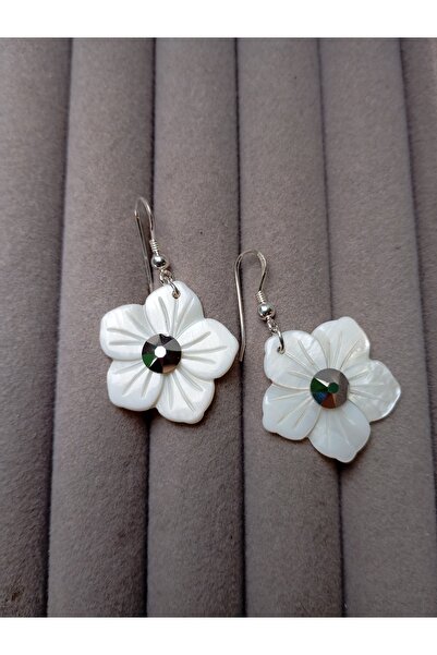 OEM Mother of Pearl Flower Earrings with Swarovski Crystal and 925 Silver Studs