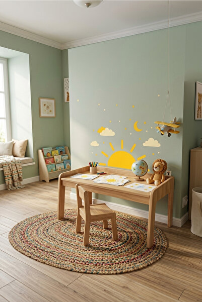 Etiketix Minimalist Güneş Duvar Stickeri Sarı 100x50