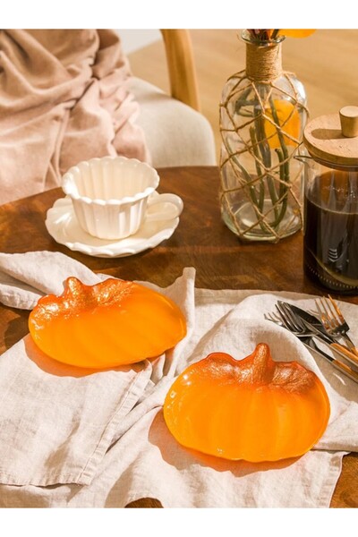 LC Waikiki LCW HOME Turuncu Bal Kabağı Figürlü Cam Kase Seti 2'li