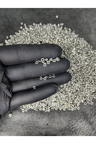 Mos Tespih 20 Adet Plastik Gümüş Renk Ara Malzeme Tesbih Takı Malzemesi 4mm