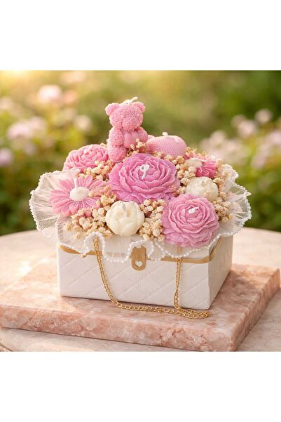 victiny Aranjament floral din flori de ceara parfumata de soia si din flori n...