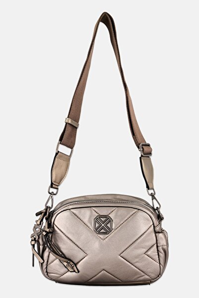 XTI حقيبة كروس بودي نسائية بشعار ماركة، رمادية