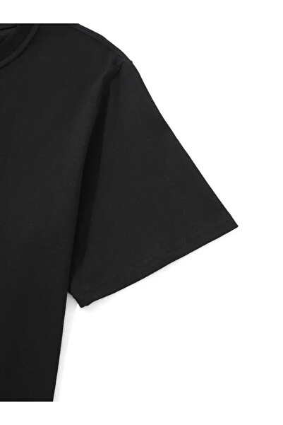 modi Printed Women's Casual Style Black Oversize Crew Neck T-Shirt