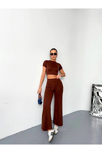 Generic Brand Modig Osy Modal Soft Textured Fabric Short Sleeve Crop Bottom F...
