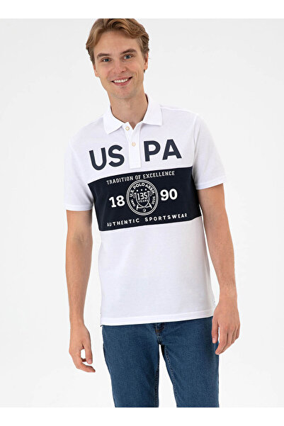 U.S. Polo Assn. T-Mankas135 White Men's Polo Collar T-Shirt 2104397