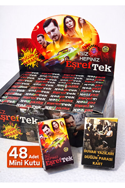 OYUNKAFASI Eşref Tek Kart Oyunu 48 Mini Kutu Mega Set Duvar Yazıları Düğün Pa...