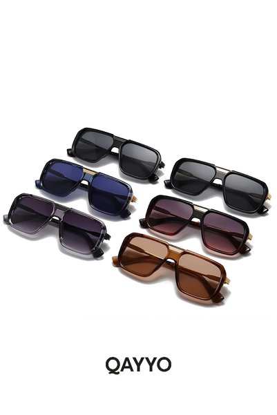 QAYYO Accessories Guus Black Uv400 Protected Ultra Light Unisex Sunglasses with Silver Detail