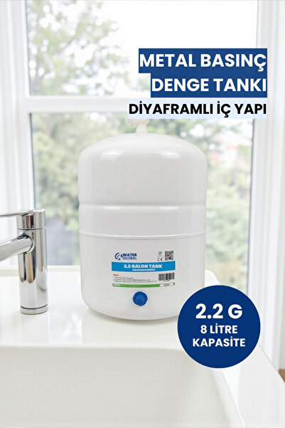 water global 2.2 Galon (8 Litre) Metal Basınç Denge Tankı – Tüm Su Arıtma Cih...