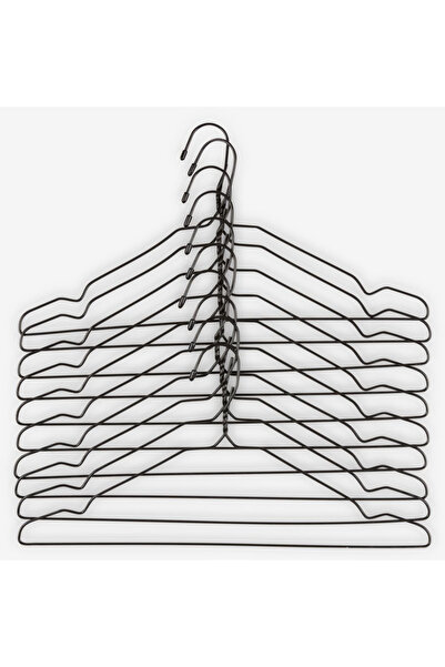 OBRO Set of 10 Slim Metal Hangers – Non-Slip, Space-Saving, Black