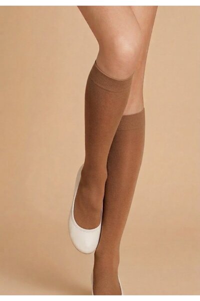 Penti Дамски памучни чорапи с допълнителна дебелина – до коляното – телесен цвят