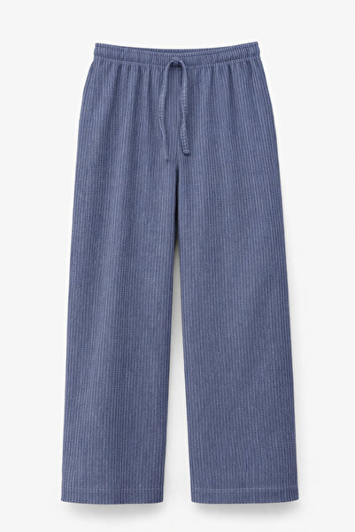 Mixray 4584 Women's Knitted Shalwar Trousers with Elastic Waist Indigo