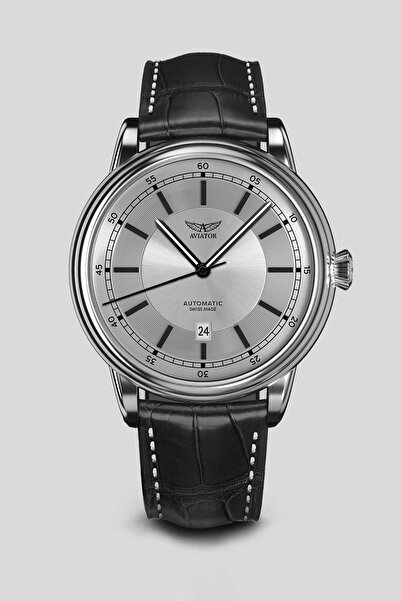 AVIATOR ساعة يد رجالية أوتوماتيكية من دوغلاس V.3.32.0.241.4 مصنوعة من الجلد ا...