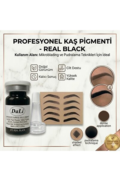Dali Profesyonel Kaş Pigmenti Kalıcı Makyaj Boyası -REAL BLACK Microblading V...