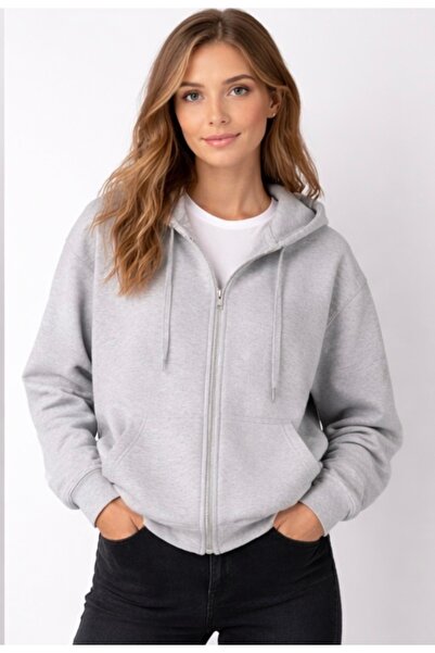 HerTarzınTrendi Unisex Basic Hoodie με φερμουάρ, αθλητικό μπλουζάκι με δώρο