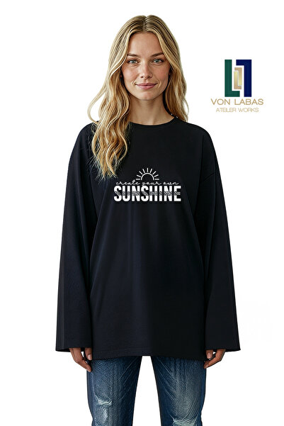 Grafftee Clothing Wide Sleeve Oversize Long Sleeve Black Tshirt 100% Cotton B...