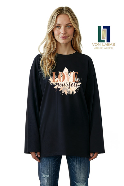 Grafftee Clothing Wide Sleeve Oversize Long Sleeve Black Tshirt 100% Cotton B...