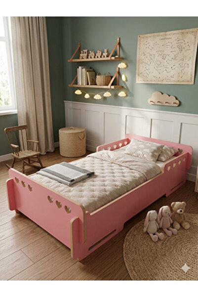 Muall Collection KALPLİ PEMBE MONTESSORİ BEBEK VE ÇOCUK YATAĞI – KIZ ÇOCUK KA...