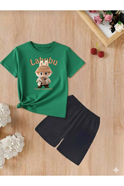 DOCE ELEGANTE SET DE VARĂ PENTRU COPII CU MÂNECĂ SCURTĂ, MOV, CU IMPRIMEU KLA...