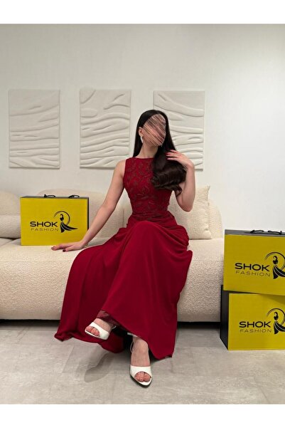 LMAURA فستان سهره شيفون بلون البورغندي انيق للغاية