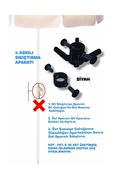 Salıncak Plaj Şemsiyesi Boru Sıkıştırma / Birleştirme Aparatı