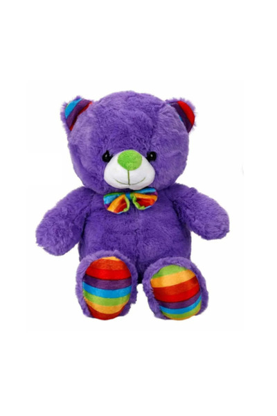 Flower Toys لعبة دب قطيفة بألوان قوس قزح مع شريط ملون 30 سم