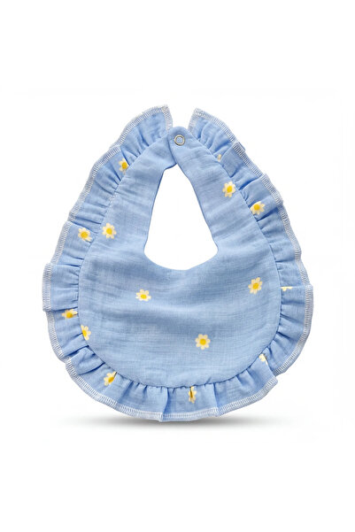 jr.bunnies Jr Bunnies Daisy Patterned Ruffled Muslin Baby Bib 100% Cotton Sof...